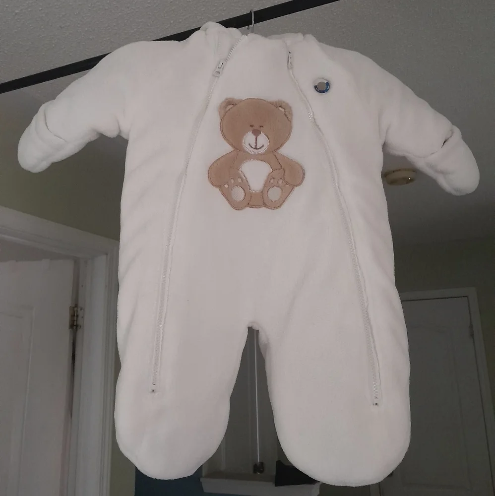 Cozy White Bear Kids One Piece Snowsuit 2for1 - Picture 2 of 8